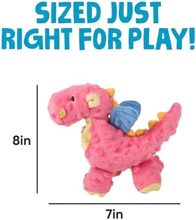 goDog Bubble Plush Dragons Squeaky Dog Toy, Chew Guard Technology - Coral, Small - Image 3
