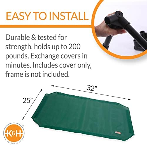 K&H Pet Products All Weather Pet Cot Replacement Cover Green Medium 32 X 25 Inches - Image 2
