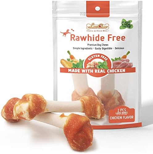 LuvChew Premium Dog Bones, Rawhide-Free, Made with Real Chicken and Wholesome Vegetables, Made with Limited Ingredients (Large 2pcs/Pack) by LuvChew