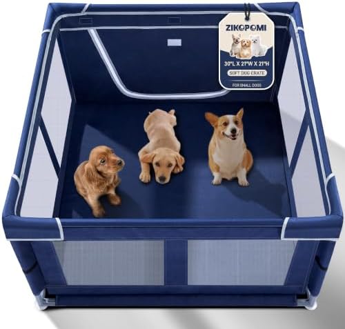 Puppy Playpen Indoor for Dog Small Pets, Dog Playpen 42x42x25 Inch, Dog Play Pen with Gate for Outdoor and Indoor, Oxford Fabric Pet Playpen for Puppy, Anti-Tipping Dog Enclosure with Zipper Door by ZIKOPOMI