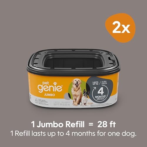 Pet Genie Refill Bags | Jumbo 2-Pack, 56 Total ft | Up to 8 Months of Supply in 2 cartridges | Ultimate Odor Control Dog Poop Bags - Image 2