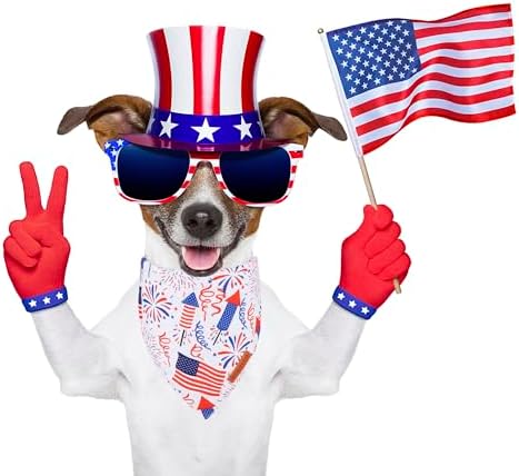 ADOGGYGO American Flag Dog Bandana, White Blue 4th of July Flag Pet Scarf, Premium Durable Fabric, Adjustable Fit 4th of July Bandanas for Small Dogs Pets (Small) - Image 3