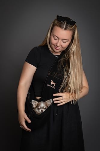 Noah & Paw Dog Sling Carrier for Small Dogs 3-10lb, Dog Sling for Small Dogs and Cats, Dog Carrier with Adjustable Padded Strap, Vegan Denim Lined with Fur, 3X Safety Features, Machine Washable - Image 3