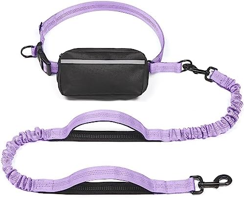 iYoShop Hands Free Dog Leash with Zipper Pouch, Large, 25-120 lbs, Lavender by iYoShop