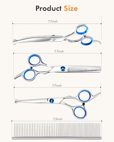 Dog Grooming Scissors Set, Professional Pet Grooming Shears, Blue - Image 2
