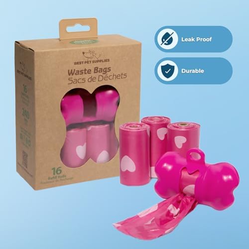 Best Pet Supplies Poop Bags for Dogs - Pink Heart, 240 Count - Image 3