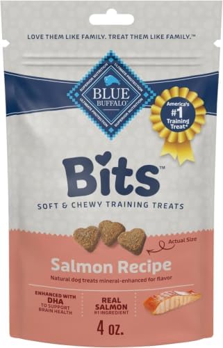 Blue Buffalo Bits Soft Dog Treats for Training, Made with Natural Ingredients & Enhanced with DHA, Salmon Recipe, 4-oz Bag (Pack of 6) by BlueBuffaloCompanyLtd