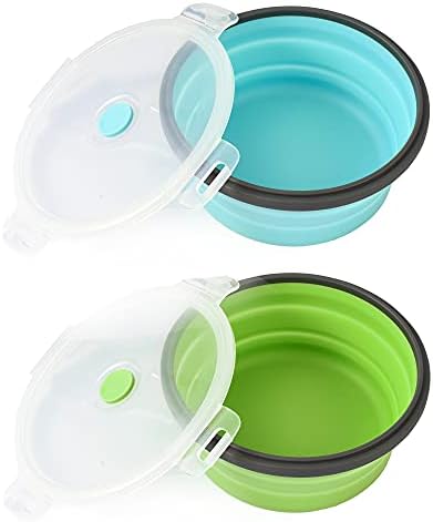 Sturdy Collapsible Dog Bowls, 27 oz 2 Pack - Foldable Silicone Water Food Bowl, Leak-Proof, Ideal for Large Dogs & Outdoor Travel by Joyinjojo