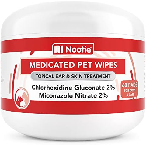 Nootie Medicated Wipes for Dogs & Cats, Chlorhexidine & Miconazole, 60ct by Nootie