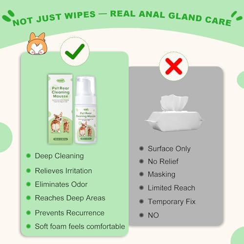Pet Anal Gland Cleaner & Dog Butt Wash Mousse - No-Rinse Deodorizing Foam for Dogs & Cats - Deep Cleansing for Itchy Scooting, Fishy Odors & Sticky Mess - Image 4