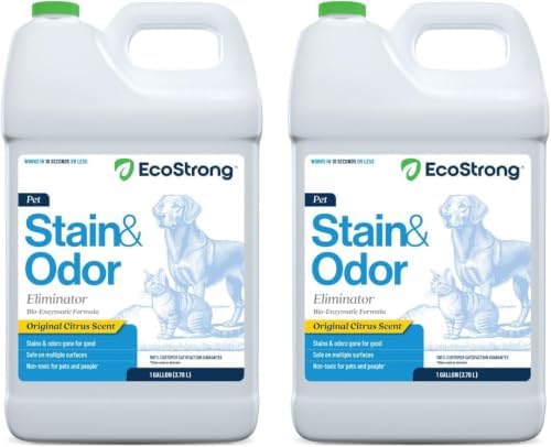 Eco Strong Pet Stain and Odor Remover - Cat Urine Enzyme Cleaner Destroyer, Urine Destroyer for Dogs, Pet Urine Enzyme Cleaner - 128 Oz (Pack of 2) by EcoStrong
