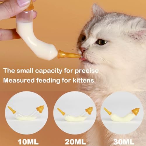 Pet Feeding Bottle | Adjustable Flow Nipples 1-2-3 Holes + Press Valve |Includes 3 Nipples & Cleaning Brush | Easy to Grip Kit for Kittens & Puppies (Banana-Shaped Milk Bottle Set(5 Piece)) - Image 5