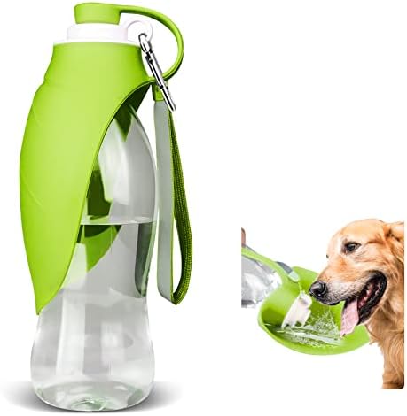TIOVERY Dog Water Bottle, Portable Pet Water Dispenser Feeder Leak Proof with Drinking Cup Dish Bowl for Outdoor Walking, Hiking, Travel, 20OZ Water Bottle Fit for Small to Large Dogs and Cats Green by TIOVERY