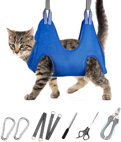 Pet Grooming Hammock for Small Dogs & Cats - Nail Trimming Sling with Clippers, Nail File, & Scissors - XXS Hanging Grooming Harness for Safe & Easy Nail Care by ATESON