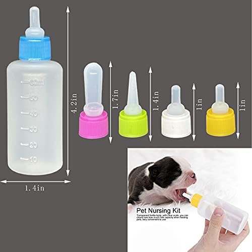 Pet Bottle Kit, Squeeze Liquid Replaceable Silicone Teat for Newborn Kittens, Puppies, Rabbits, Small Animals Replacement Teat Cat Feeding Bottle Feeding Tool - Image 2