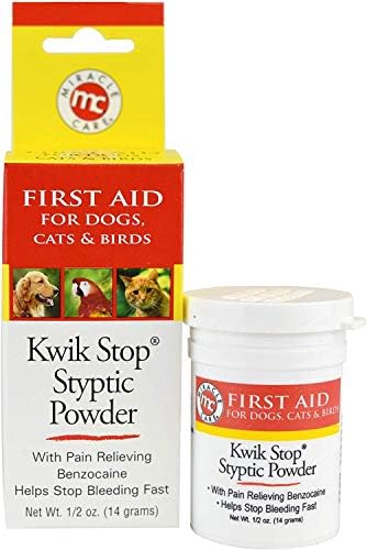 Miracle Care Kwik Stop Styptic Powder for Dogs, Cats and Birds, 0.5 Ounce, Fast Acting Blood Stop Powder with Pain Relieving Benzocaine (Pack of 6) by MiracleCare