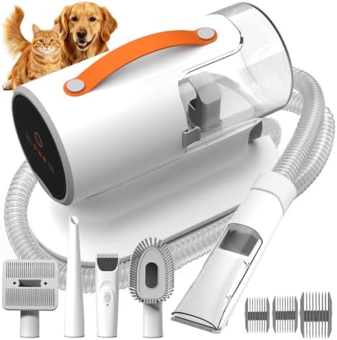 Dog Grooming Vacuum Kit, 5-in-1 Pet Hair Vacuum with Clipper by AiRiOBO