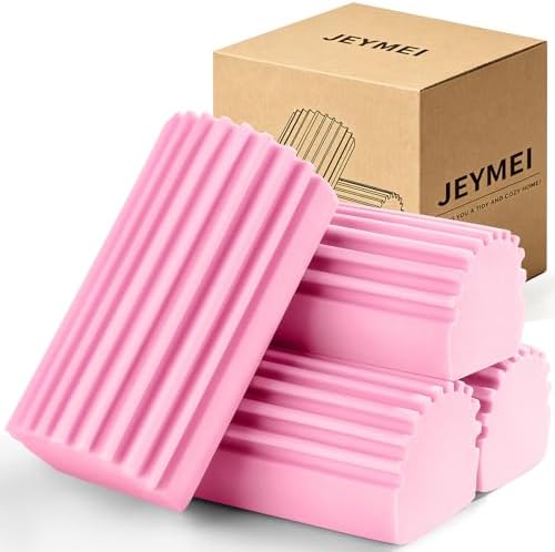 Jeymei Damp Clean Duster Sponge,4Pcs Pink Dust Sponge for Cleaning by Jeymei