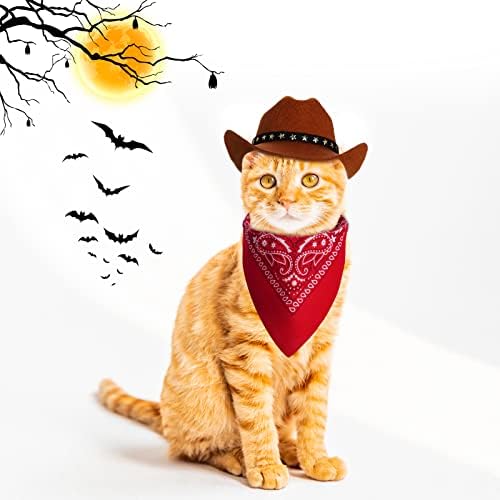 choyaxo Pet Cowboy Costume Halloween Costumes for Dogs Cat Cowboy Hat with Bandana Scarf (Small) - Image 5