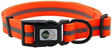 Nimble Reflective Waterproof Dog Collar Adjustable Odor Resistant Easy Clean Pet Collar for Small Medium Large Dogs Night Walking Outdoor Rainy Use (Medium (11.81”-18.5”inches), Orange) by NIMBLE