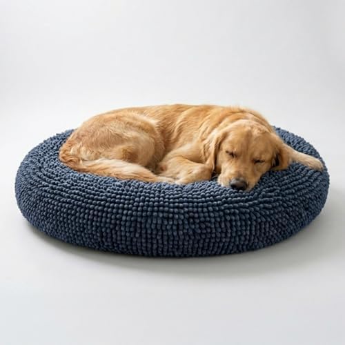 Muddy Mat® Cloud K-9 Bed for Dogs & Cats, Soft & Relaxing Donut Dog Bed, Chenille Material, Removable Cover, Washable & Dryer Safe–Navy Blue Large(40'x40') by MuddyMat%C2%AE
