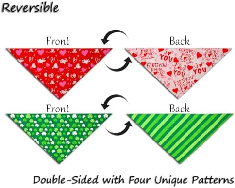 Valentine's & St. Patrick's Day Dog Bandana Set 2PCS-XLarge,Holiday Party Costumes,Pet Scarves for Boys and Girls,Dog Outfit Gifts for XLarge Dogs,Diverse Festive Styles - Image 3