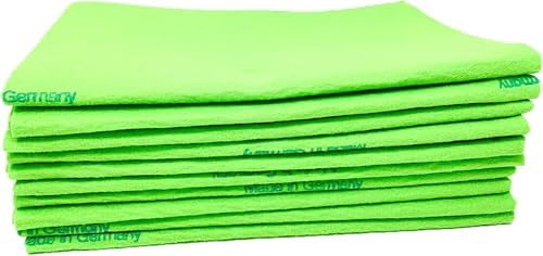 10 Pack Extra Large Original German Shammy Cloths Chamois Towels Super Absorbent for Pets, Parenting Tool Cleaning for Home and Commercial Use Wholesale Bulk (Green) by Unknown