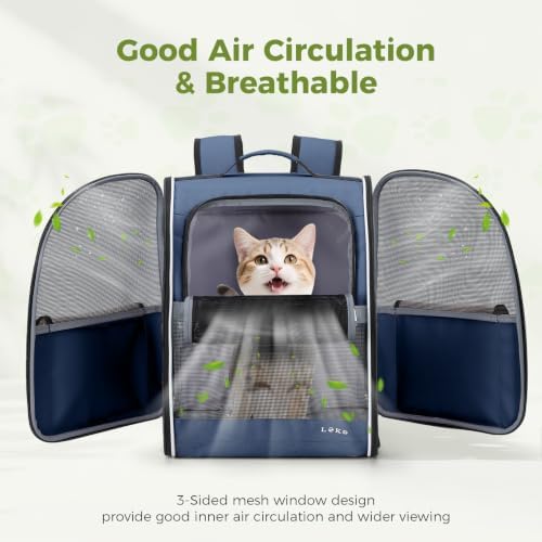 Lekereise Dog Carrier Backpack for Small Medium Dogs Cats up to 18 lbs, Breathable Pet Backpack Carrier with 3 Entrances, Collapsible Cat Backpack Carrier, Travel Hiking Puppy Backpack - Image 3