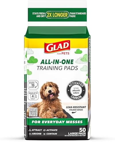 Glad for Pets Activated Carbon Disposable Dog Training Pads, 50 Count by GladTrashFoodStorage