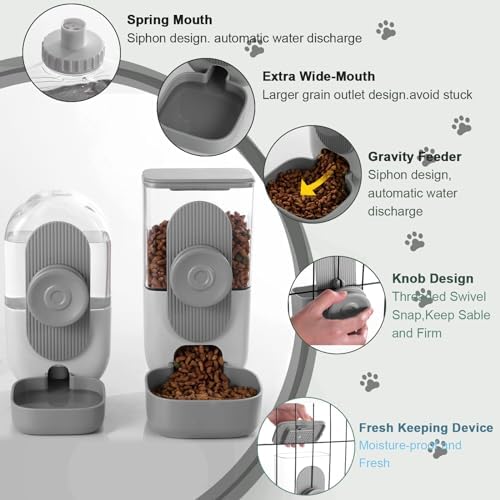 Lemtrflo Rabbit Feeder, Bunny Water Bottle Dispenser, Pet Cage Food Bowl - Image 3