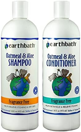 earthbath Oatmeal & Aloe Dog Shampoo & Conditioner - Dog Wash, Helps Dry Itchy Skin, Made in USA, Fragrance-Free, Pet Bathing Supplies - 16 oz (1 Set) by earthbath