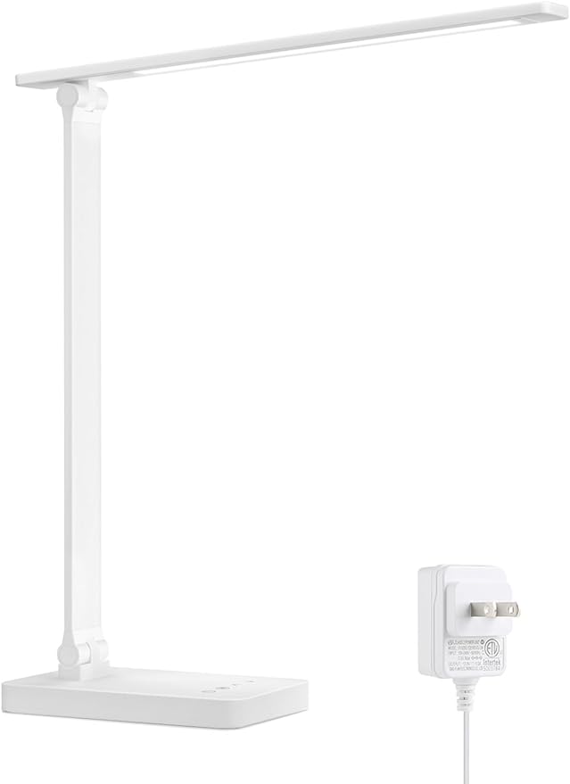 Lepro LED Desk Lamp 9.5W 800lm, Metal Desk Light for Home Office, White | 5 Colors 5 Brightness, Dimmable Task Light, Eye Caring, Home Office Desktop Lamp for Reading, Crafting, Sewing, Puzzle, Nail by Lepro