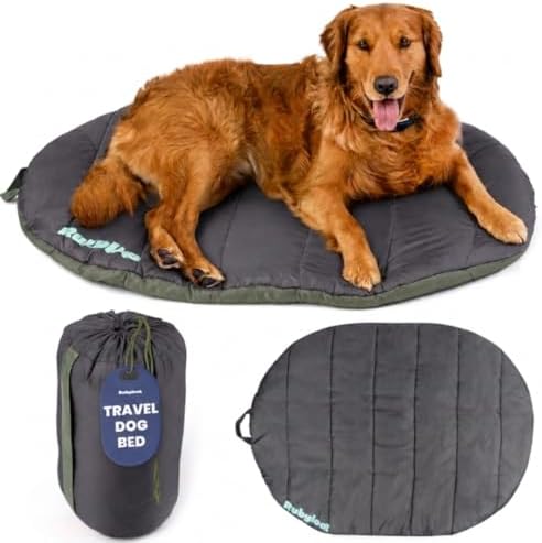 Travel Dog Bed, 42x30in, Foldable & Packable with Carry Bag, Black by Rubyloo