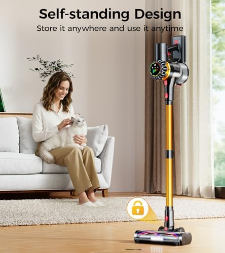 Cordless Vacuum Cleaner, 600W 50KPA 65Mins Vacuum Cleaners for Home, Stick Vacuum with Self-Standing,Touch Screen, Anti-Tangle Brush, 8-in-1 Lightweight Wireless Vacuum for Pet Hair Carpet Hard Floors - Image 5