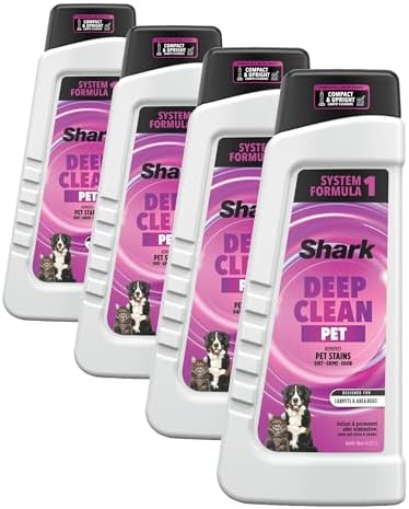 Shark Deep Clean Pet Formula for All Upright and Portable Carpet Cleaners,Formulated for All Carpets,Upholstery & Area Rugs,Tackles Tough Pet Messes and Odors,48oz,EXCP48,(Pack of 4) by Shark
