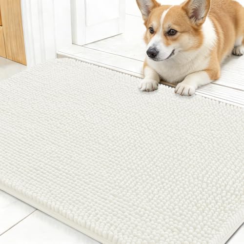 OLANLY Dog Door Mat for Muddy Paws 30x17, Super Absorbent Chenille Mud Mat by OLANLY