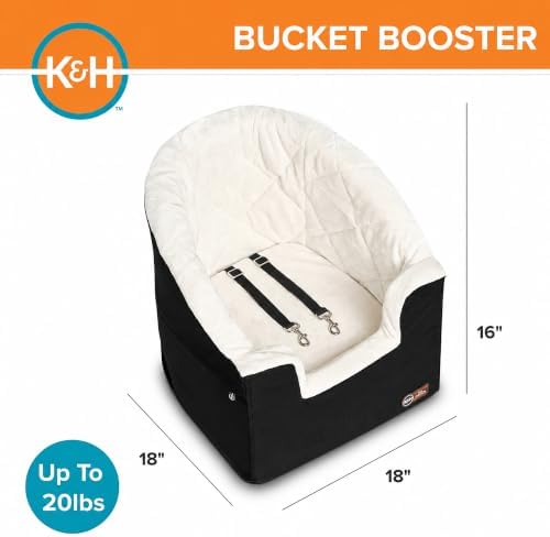 K&H Bucket Booster Dog Car Seat, Cat & Dog Booster Seat, Small Black/Cream - Image 3