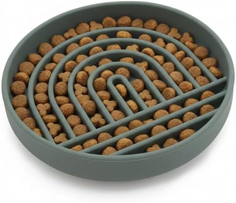 Slow Feeder Dog Bowl - Silicone Dog Bowl, Medium, 7.5" x 1.5" - Spruce by ShouldWeGo