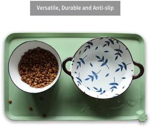 Hoki Found Silicone Non Slip Pet Food Mats - Bowl Placemat for Dogs Cats - Waterproof for Carpet - Jade - Image 4