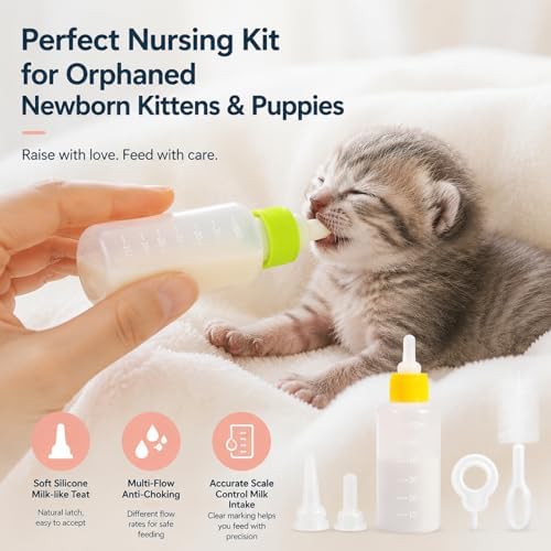 Tondiamo 17 Pcs Puppy Kitten Bottle Feeding Kit Nursing Milk, Yellow Green - Image 4