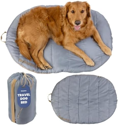 Travel Dog Bed, 42x30in, Foldable & Packable with Carry Bag, Grey by Rubyloo
