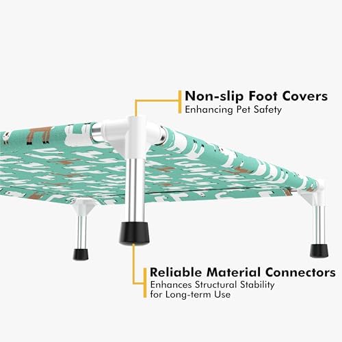 Cute Alpaca Print Elevated Dog Bed - Portable Cooling Pet Cot,M - Image 3