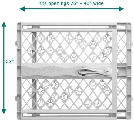 MYPET North States Paws Portable Pet Gate: 26-40" Wide. Pressure Mount. No tools needed. Made in USA. Dog Gate 23" Tall, Expandable, Durable Dog Gates for Doorways, Light Gray - Image 3
