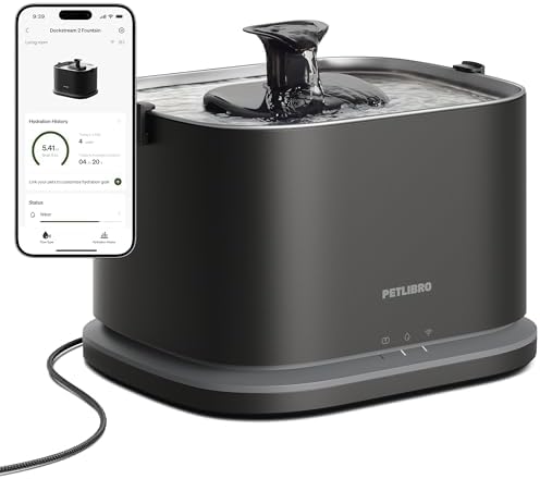 PETLIBRO Upgrade Cat Water Fountain Stainless Steel Tray, Dockstream 2 Cat Fountain Indoor, 3L/101oz Auto Cat Fountains for Drinking, App Monitoring Pet Water Fountain Dog, 5G WiFi Cat Water Dispenser by Unknown