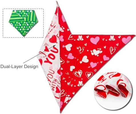 Valentine's & St. Patrick's Day Dog Bandana Set 2PCS-XLarge,Holiday Party Costumes,Pet Scarves for Boys and Girls,Dog Outfit Gifts for XLarge Dogs,Diverse Festive Styles - Image 4