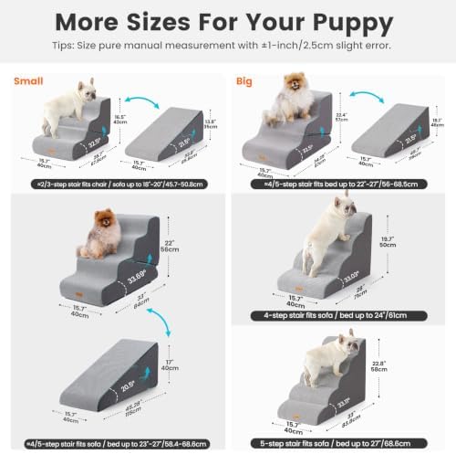 Gardner Pet Dog Stairs for Small Dogs 16.5" H, 2 in 1 Transformable 3-Step Pet Stairs and ramp, Dog Steps for Couch (13-20 in) with Durable Non-Slip Waterproof Cover and CertiPUR-US Certified Foam - Image 3