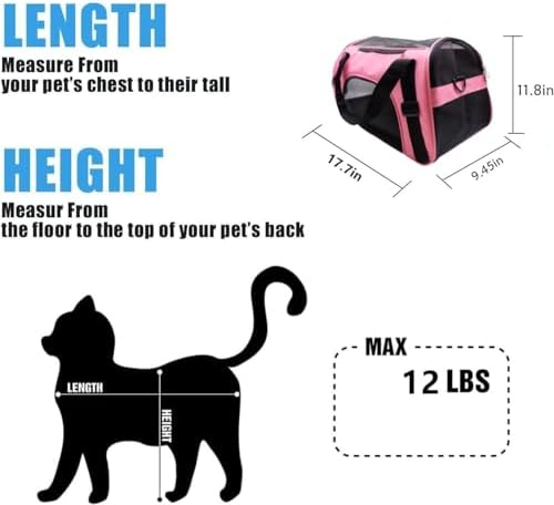 ZaneSun Cat Carrier,Soft-Sided Pet Travel Carrier for Cats,Dogs Puppy Comfort Portable Foldable Pet Bag Airline Approved (Medium-LightPink) - Image 3