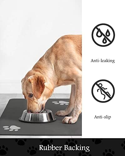 PADOOR Pet Feeding Mat-Absorbent Dog Mat for Food and Water Bowl-No Stains Quick Dry Water Dispenser Mat-Dog Accessories Pet Supplies-Bowl for Messy Drinkers（Darkgrey,17"x28"） - Image 6