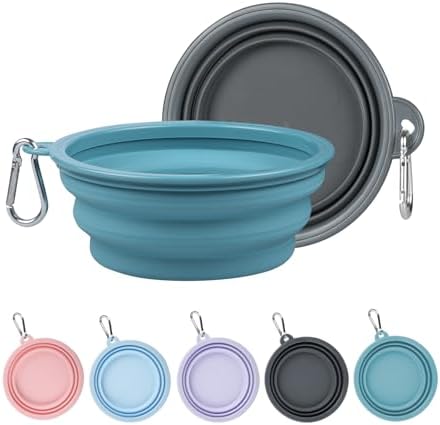 Kytely Collapsible Dog Bowls for Travel, 2Pack Dog Portable Water Bowl, Foldable Pet Food Bowl with Clasp, Pet Cat Feeding Cup Dish for Traveling, Walking, Hiking by Kytely