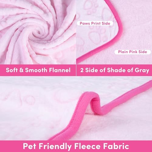 Stuffed Premium Soft Dog Couch Blanket, with Flannel Cute Paw Print, 30 * 70 inches, Cat Blanket Puppy Supplies Dog Products Stuff Essentials, Pink - Image 2
